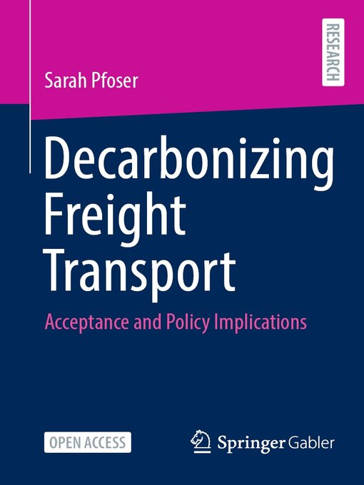 Title details for Decarbonizing Freight Transport by Sarah Pfoser - Available